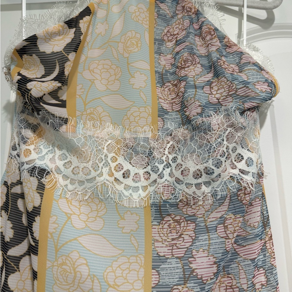 Tularosa Striped Floral Patchwork Maxi Dress in Light Blue, Yellow, Cream, Black - Picture 4 of 4